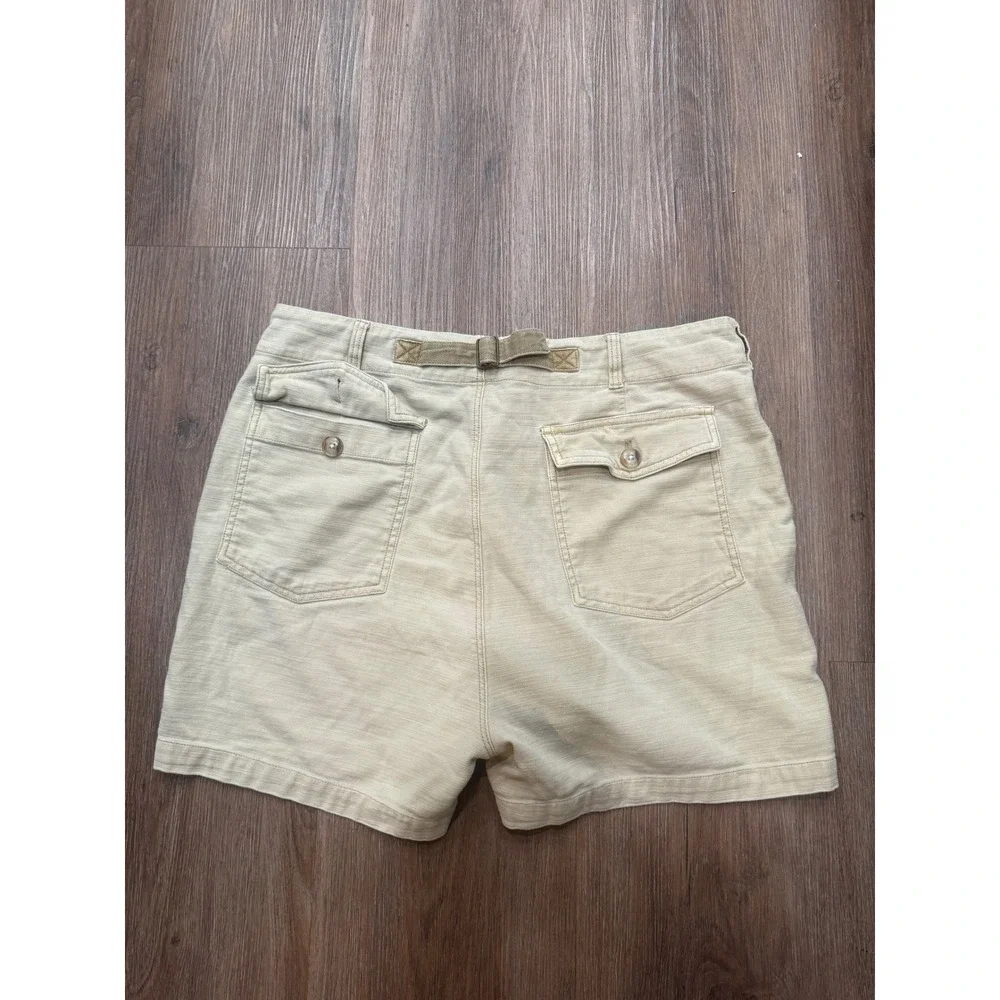 Faherty Brand Women Tan Cotton Stretch Utility Cinch‎ Back Shorts Size 32